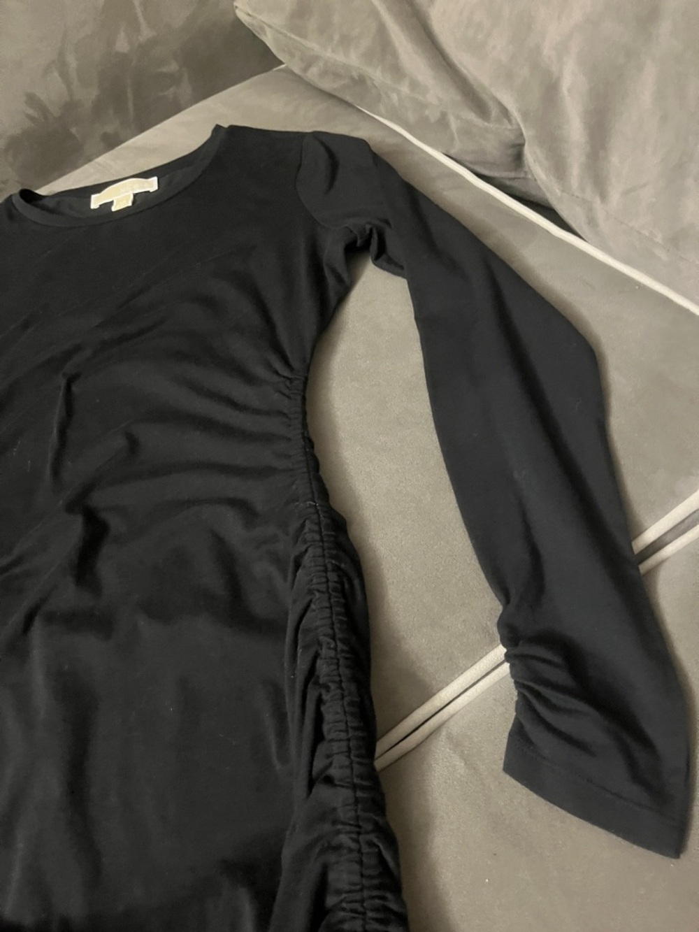 Michael Kors Black Long-Sleeve Ruched-Side Midi Dress - Picture 7 of 13